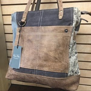 Myra side floral print canvas tote (S-0915)